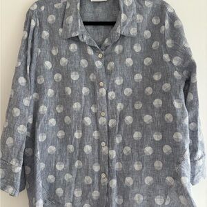 Habitat Linen Polka Dot Button Down Shirt